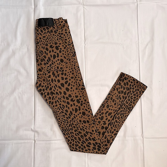 CHEAP MONDAY Second Skin High Rise Leopard Print Skinny Jeans // Size 25Wx32L - Picture 3 of 7